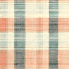 Fototapeta premium A textured abstract design with peach, blue, and cream colors creates a contemporary plaid pattern, evoking a sense of warmth and modern sophistication.