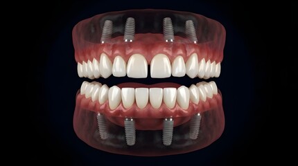 Obraz premium Full-Mouth Dental Implants Upper and Lower Rendering