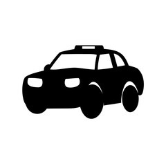 Obraz premium Simple black icon of a car, possibly a taxi or police vehicle Vector