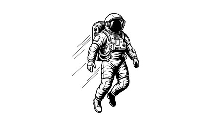 Astronaut in Space Suit Floating with Motion Lines. © dhamirah