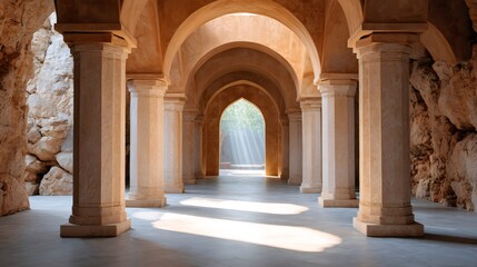 Obraz premium Ancient stone arches and pillars in historical ruin