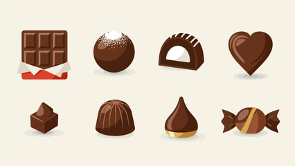 Obraz premium Assortment of Delicious Chocolate Candies and Chocolate Bar, Perfect for Desserts and Sweet Cravings