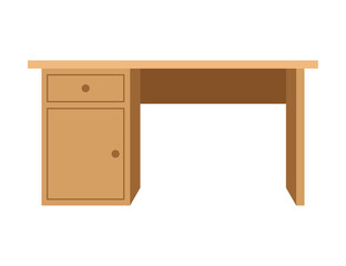 Simple wooden table with front view flat vector design on white background