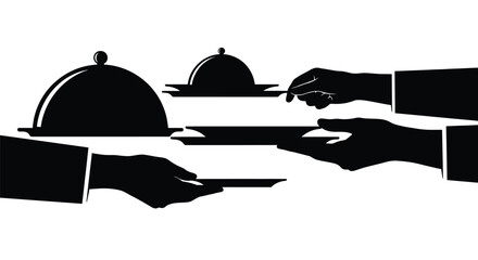 Waiter serving food on a tray in a restaurant with luxury service © Mafia