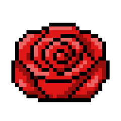 Pixel Art Red Rose with Stylized Petals