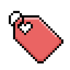 Pixel Art Red Heart-Shaped Price Tag