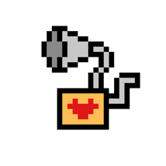 Pixel Art Red Heart Music Box with Orange Base