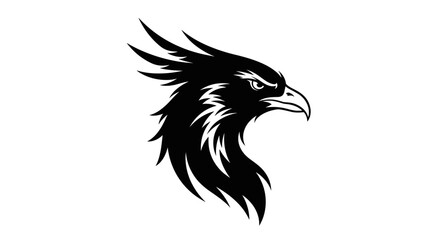 Fototapeta premium Black Eagle Head Silhouette Fierce Majestic Bird.