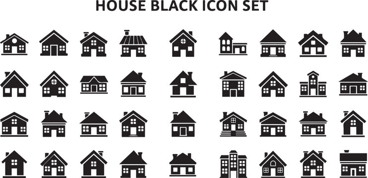Black and white house on white background home architecture