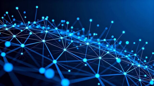 Blue network of connected nodes