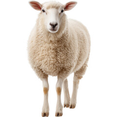 Fototapeta premium Isolated Sheep Stands Out on Black Background - Clean, Simple Animal Portrait