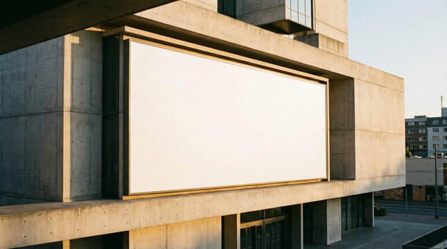 Large blank outdoor advertising billboard on a modern concrete building in a city, ready for customized content, marketing, and impactful promotional campaigns