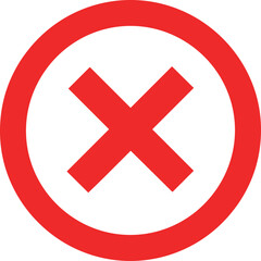 Obraz premium Vector illustration of red X mark inside circle icon symbolizing error, wrong answer, prohibition, disapproval, and negative status