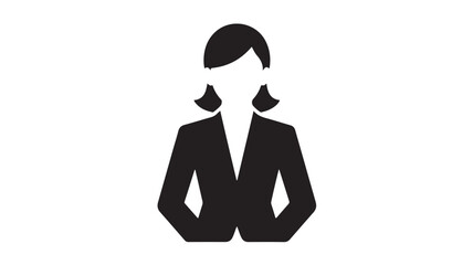 Female Business Professional Silhouette in Minimalist Style with Solid Black Color on White Background for Corporate Branding