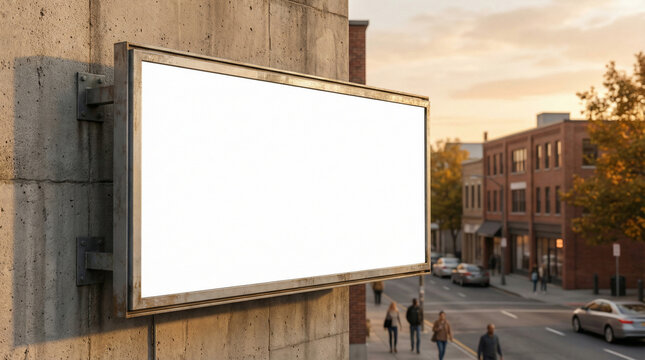 Blank billboard on a city street at sunset, offering a realistic advertisement space for your creative designs