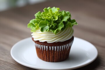 cupcake topped with lettuce