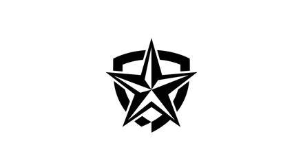 Black Star Emblem on Shield Graphic Design.