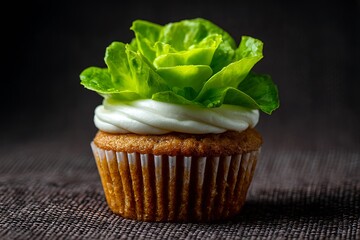 cupcake topped with lettuce