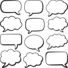 Fototapeta premium Twelve varied speech bubble shapes in a simple style talk communication thought