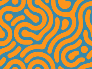 Vibrant orange swirling patterns on blue background design element abstract