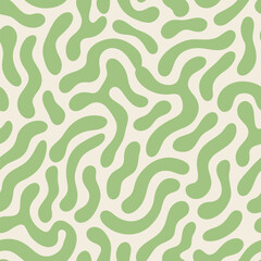 Obraz premium Green wavy lines on cream background pattern design element abstract