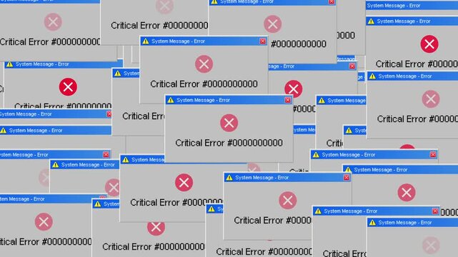 Computer software critical error alert pop up animation on green screen background