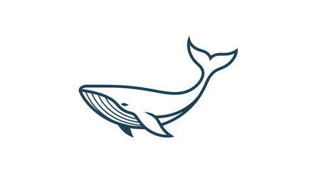 Obraz premium Simple line drawing of a whale on white background.