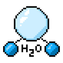 Pixel Art Icon of Water Molecule