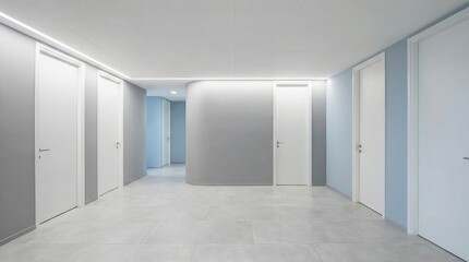 Fototapeta premium Shadows of Plant Branches and Leaves Cast on Light-colored Curved Surfaces and Pale Pink Walls