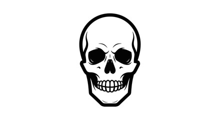 Detailed Black and White Skull Illustration Graphic.