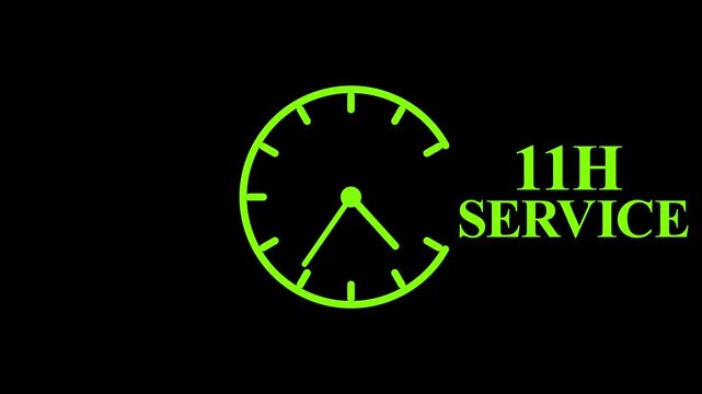  11 hours service clock icon. Online customer care, real-time customer assistance to ensure complete customer satisfaction. 11 Hours Service Logo with Minimal Clock ...