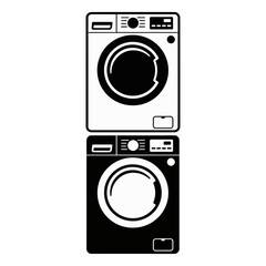 Illustration of Front-Loading Washing Machines Stacked Vertically.eps