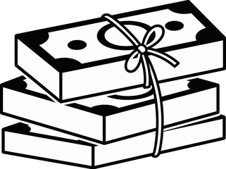 Stack of cash tied together neatly, financial illustration on a clean background, vector graphic