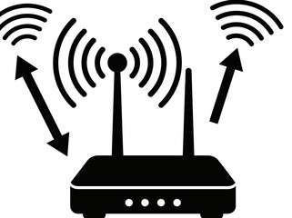 Wireless Router Transmitting Signals to Devices in a Network Environment Illustration
