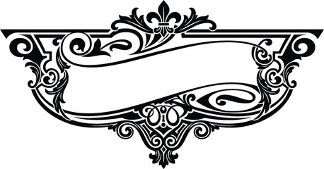 Vintage ornamental frame with elegant floral filigree and fleur de lis scrollwork vector element for invitation wedding certificate and luxury border. © Munna_SH