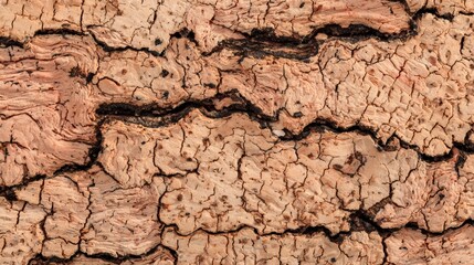 Fototapeta premium Details of Natural Cork Bark Showing Fine-Grain Texture and a Minimalist Sustainable Background in Light Tan Color
