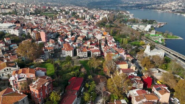 Balat Istanbul, Turkey, Landscape Captured with Drone 4K