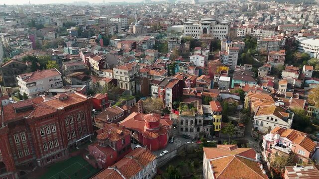 Balat Istanbul, Turkey, Landscape Captured with Drone 4K