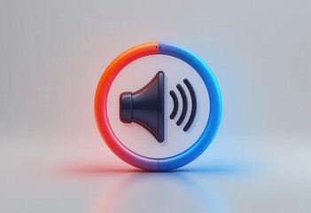 Marketing automation rentention concepts. Loud 3d speaker icon symbolizing sound marketing automation strategy boosting customer retention with dynamic audio engagement and clear volume control