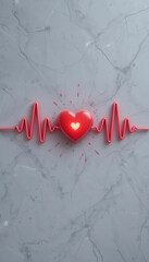 Marketing automation rentention concepts. Medical marketing automation strategy increasing customer retention with strong heartbeat pulse red heart shape icon showing health care love life vital