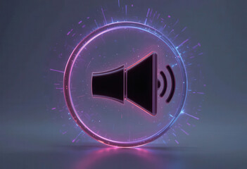 Marketing automation rentention concepts. Digital loudspeaker symbol for marketing automation to boost retention and volume of customer engagement with glowing circle icon illustration rendering