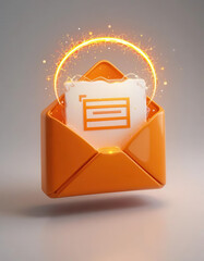 Marketing automation rentention concepts. 3d illustration showing email marketing automation with orange envelope for customer retention and loyalty campaign boosting newsletter subscription