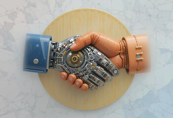 Marketing automation rentention concepts. Business partnership handshake represents strong marketing automation strategy boosting customer retention success with artificial intelligence innovation