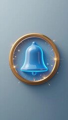 Marketing automation rentention concepts. Notification bell symbol representing successful marketing automation strategy driving high customer retention rates on clean blue background