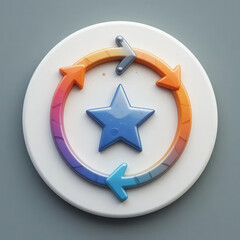 Marketing automation rentention concepts. Innovative marketing automation cycle badge symbolizing successful retention strategy with bright blue star and dynamic colorful arrow loop for business