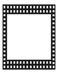 Obraz premium A square image presents a classic filmstrip frame, featuring a central white void framed by perforated black film edges
