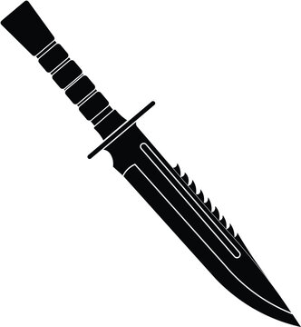 Silhouette of a tactical combat knife side view vector illustration.