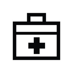 Obraz premium First aid kit box icon with a medical cross