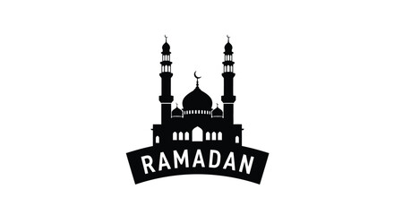 Ramadan Mosque Silhouette with Minarets and Dome