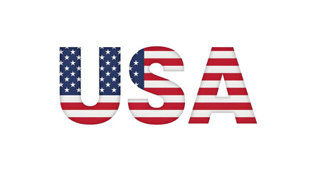 USA Flag Text Illustration Isolated On White